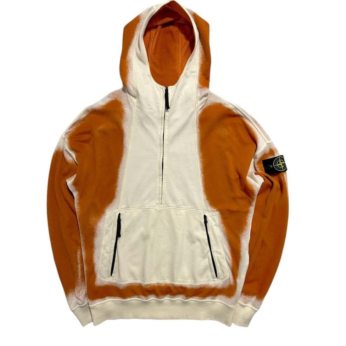 Stone Island Orange Half Zip Pullover Hoodie