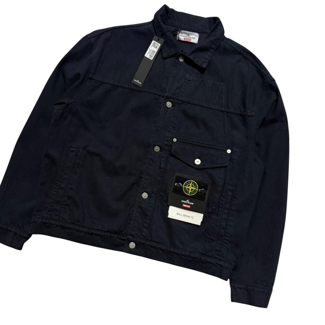 Stone Island Supreme Navy Bull Denim Jacket