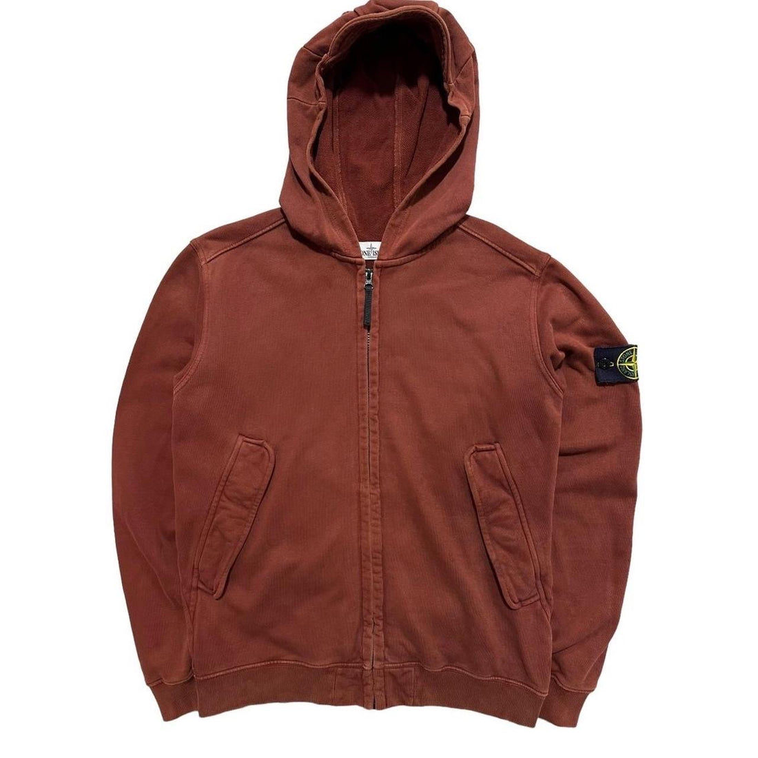 Stone Island Burnt Red Zip Up Hoodie