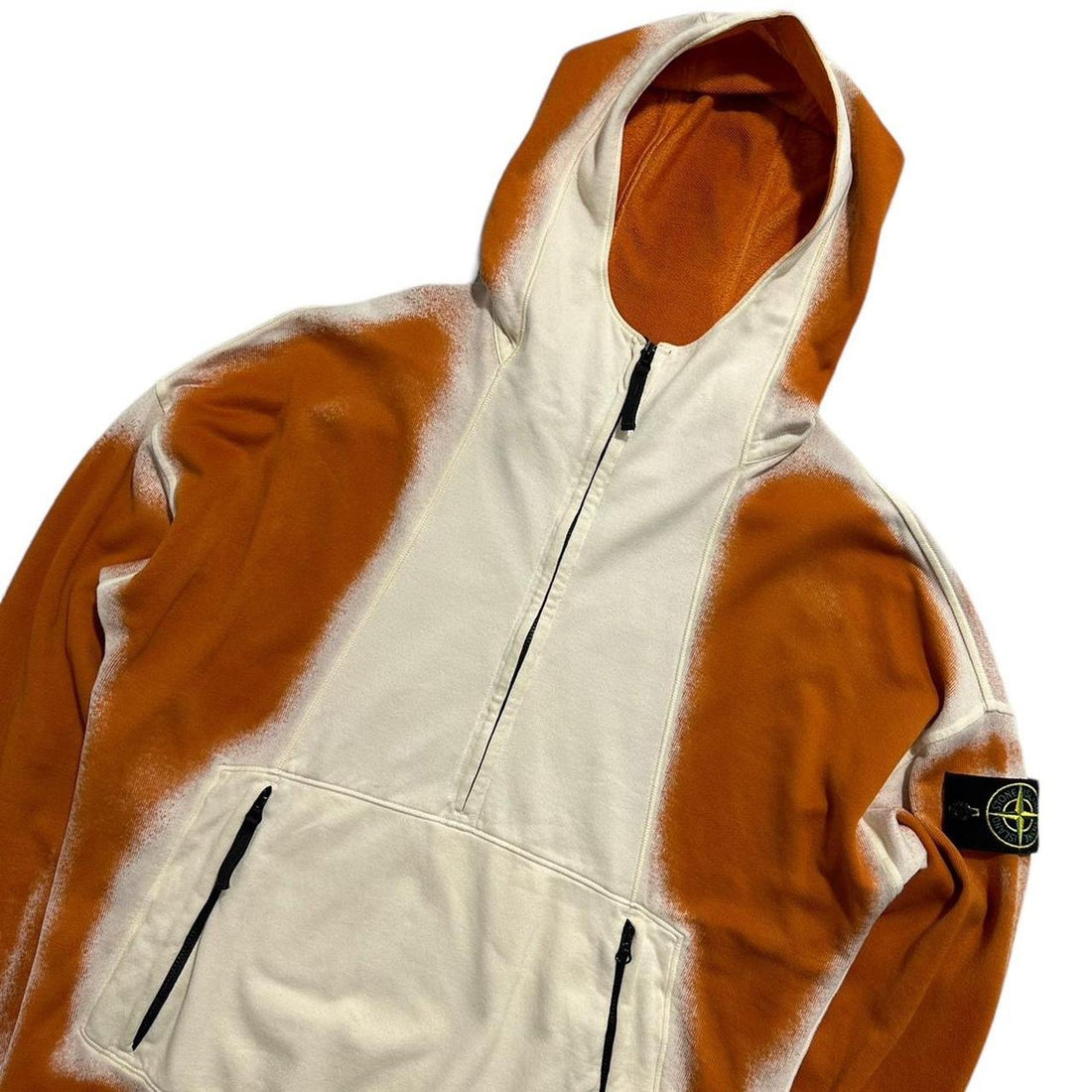 Stone Island Orange Half Zip Pullover Hoodie