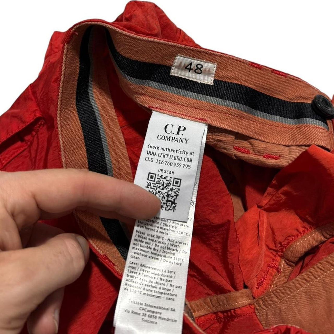 CP Company Red Re-Colour Nylon Shorts