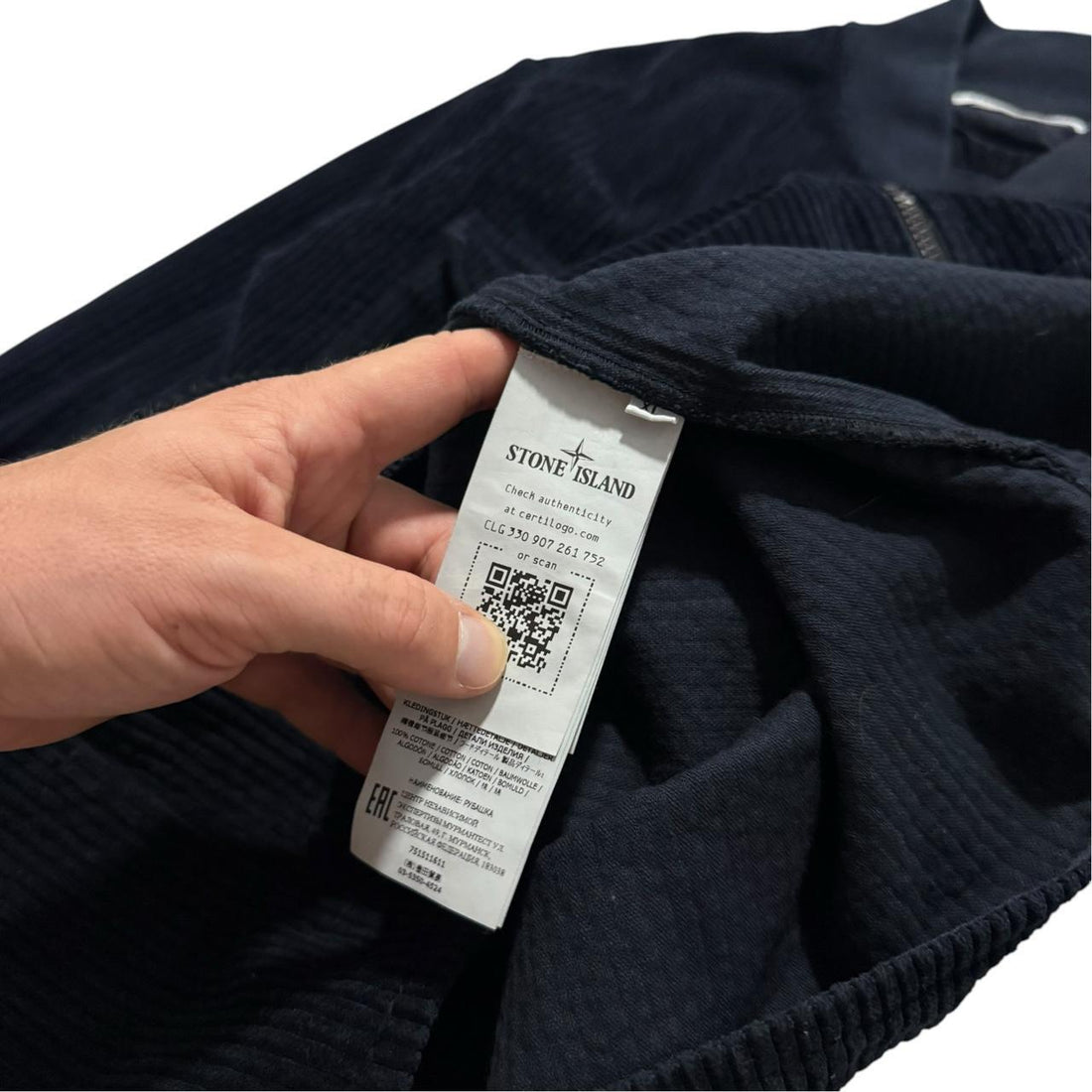 Stone Island Navy Heavy Corduroy Zip Up