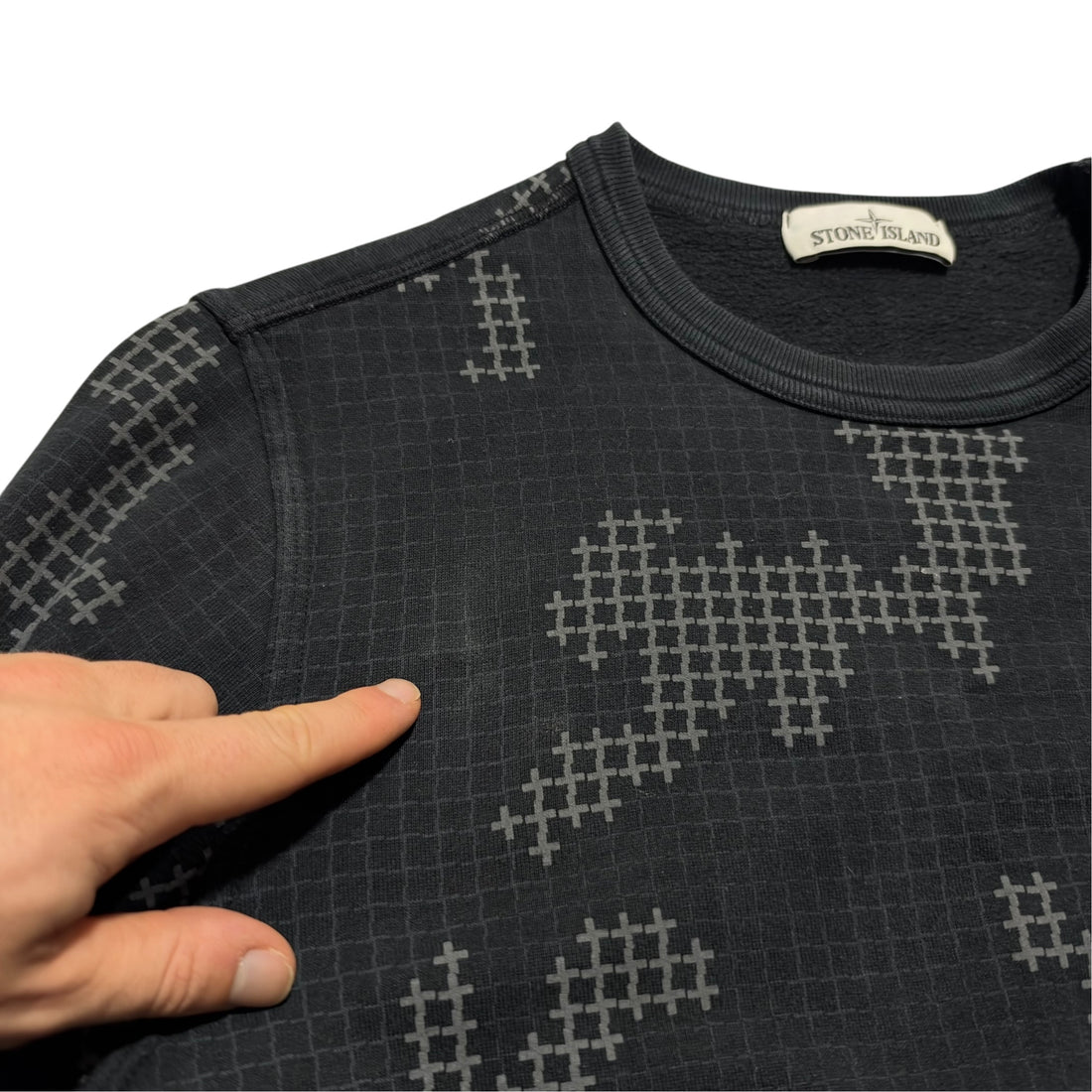 Stone Island Digital Grid Camo Pullover Crewneck