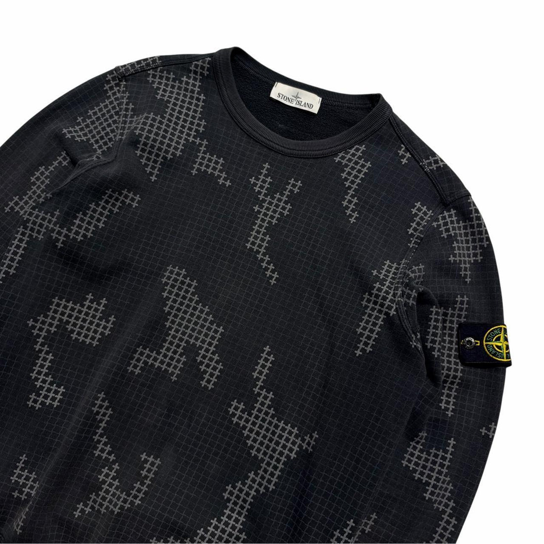 Stone Island Digital Grid Camo Pullover Crewneck