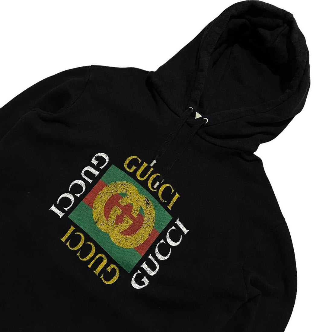Gucci Distressed Front Print Black Hoodie