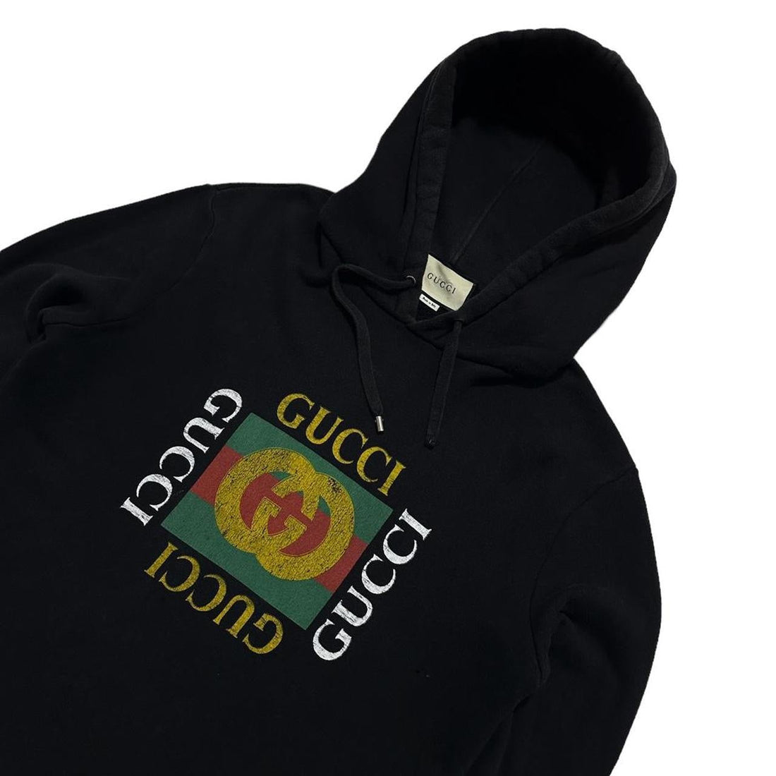 Gucci Distressed Front Print Black Hoodie