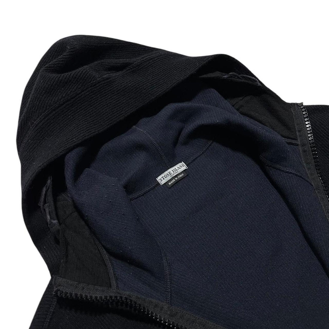 Stone Island Ribbed Zip Up Hoodie
