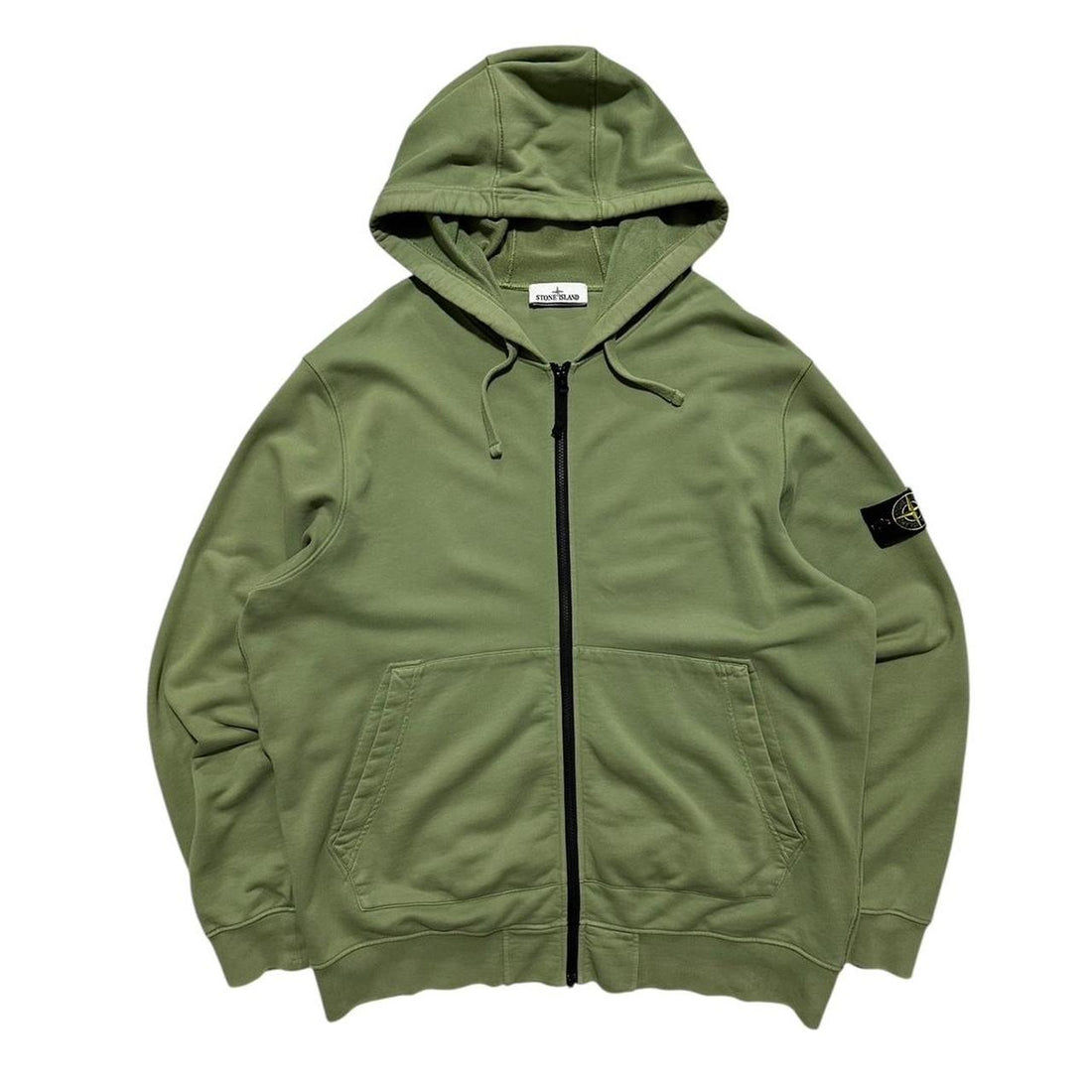 Stone Island Green Zip Up Hoodie