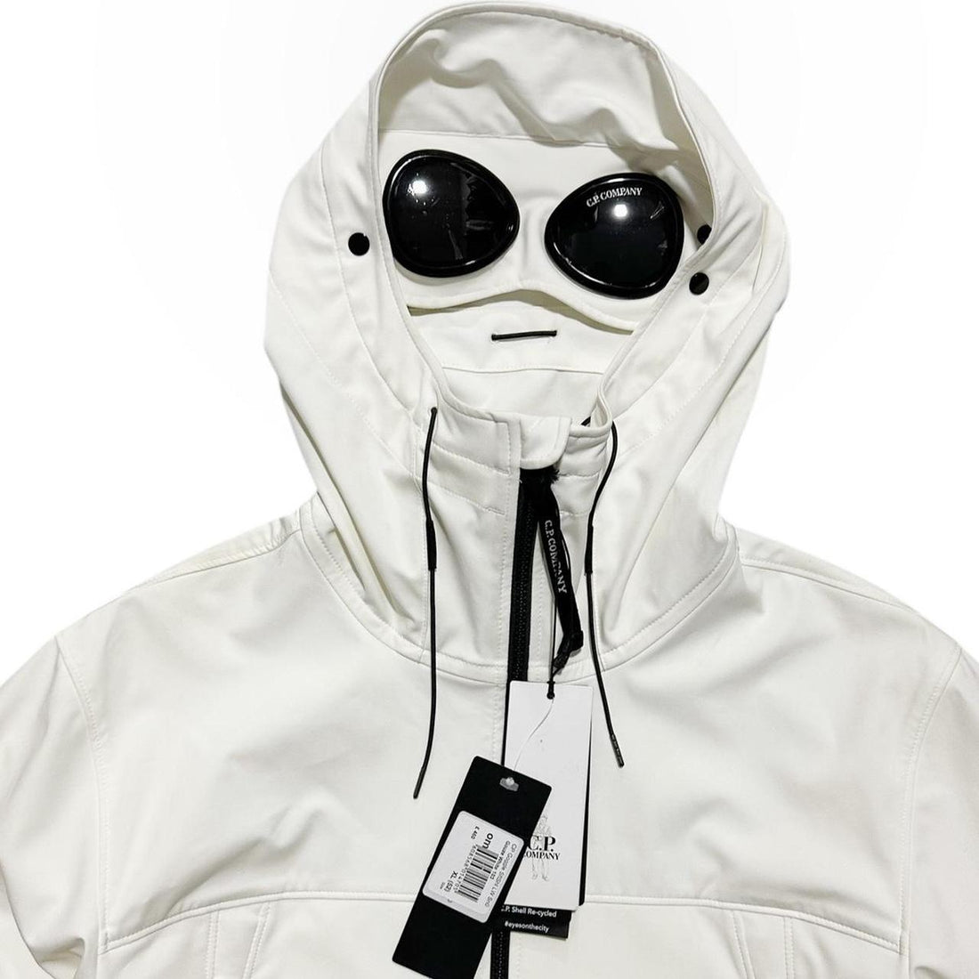 CP Company White Soft Shell Goggle Jacket