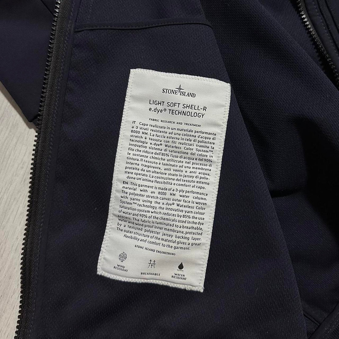 Stone Island Dark Blue E-dye Soft Shell-R Jacket