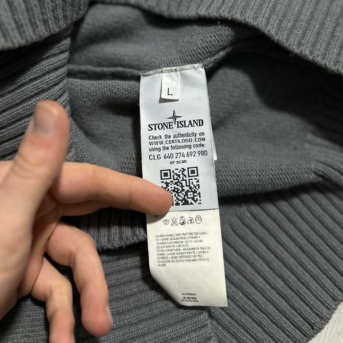 Stone Island Grey Knit Pullover Crewneck