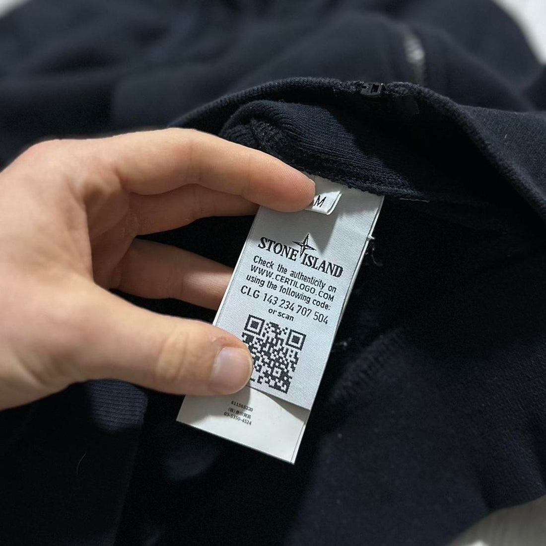 Stone Island Dark Blue Zip Up Hoodie