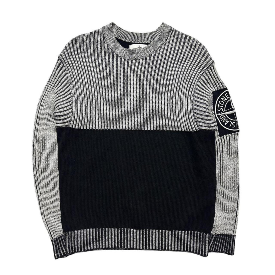 Stone Island Chunky Knit Arm Logo Crewneck