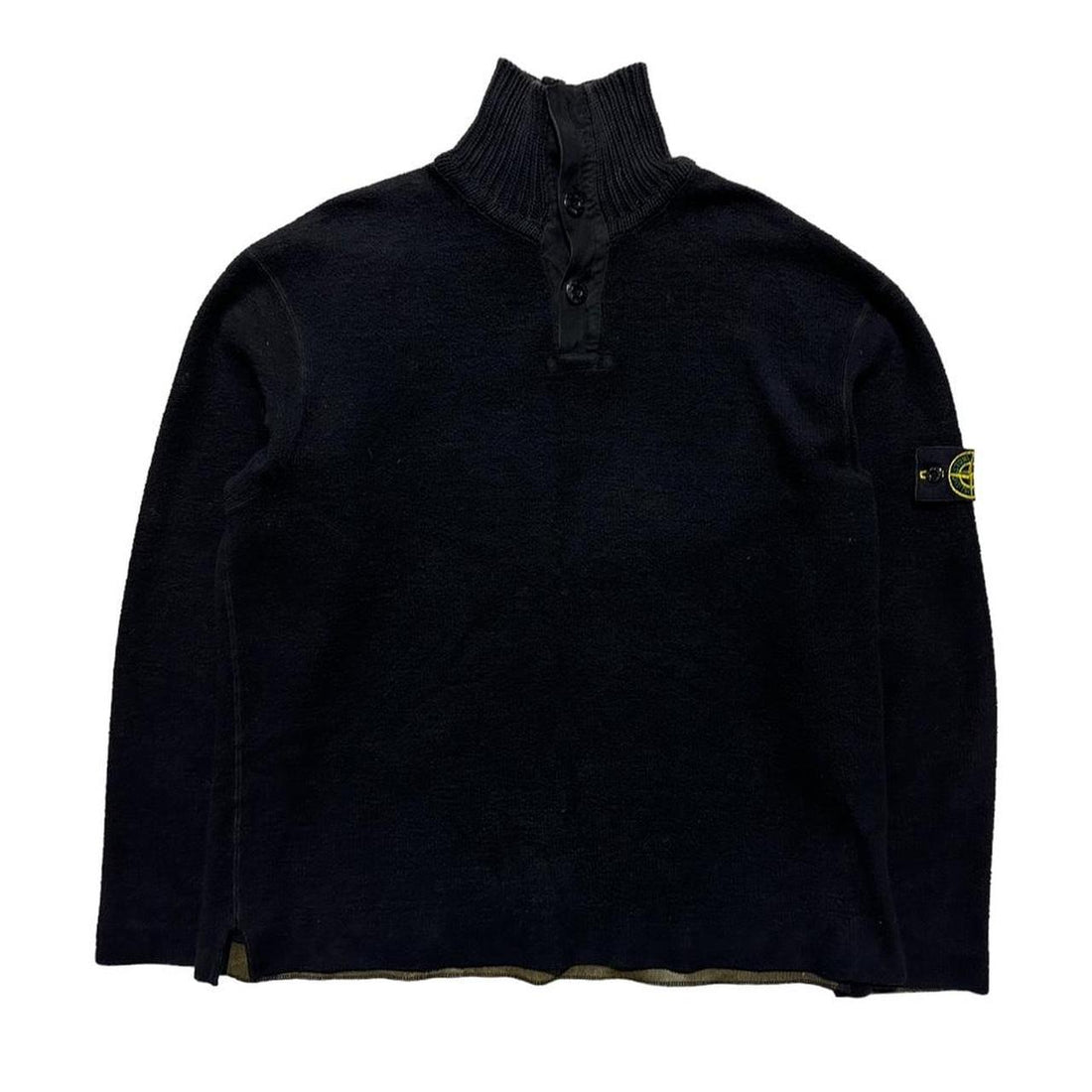 Stone Island Black Quarter Button Up Pullover