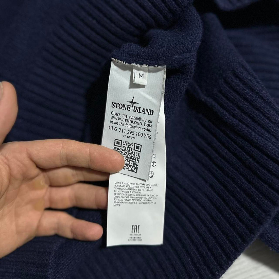 Stone Island Blue Wool Pullover Crewneck