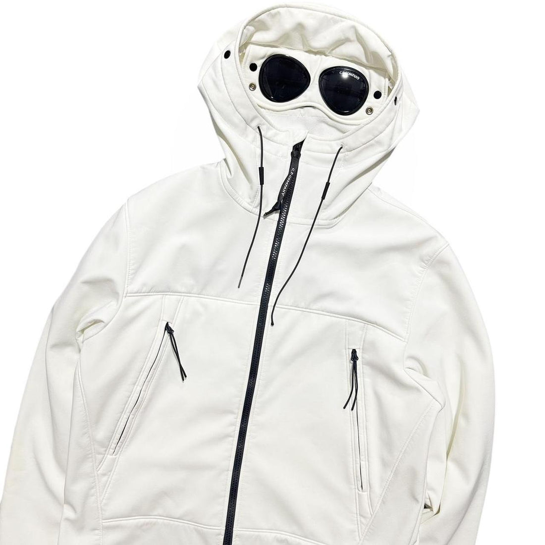 CP Company White Soft Shell Goggle Jacket