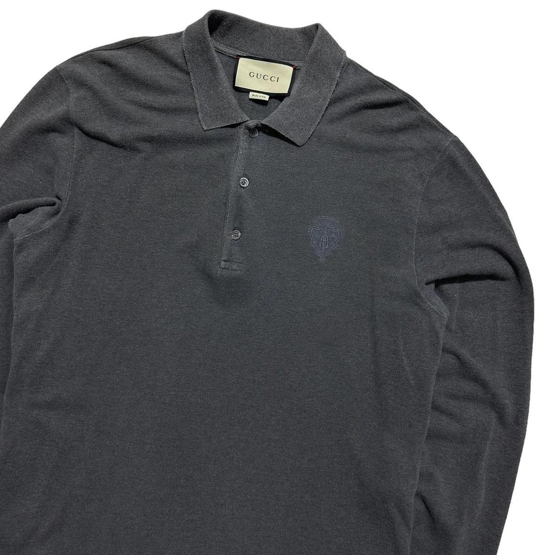 Gucci Long Sleeve Grey Polo Top