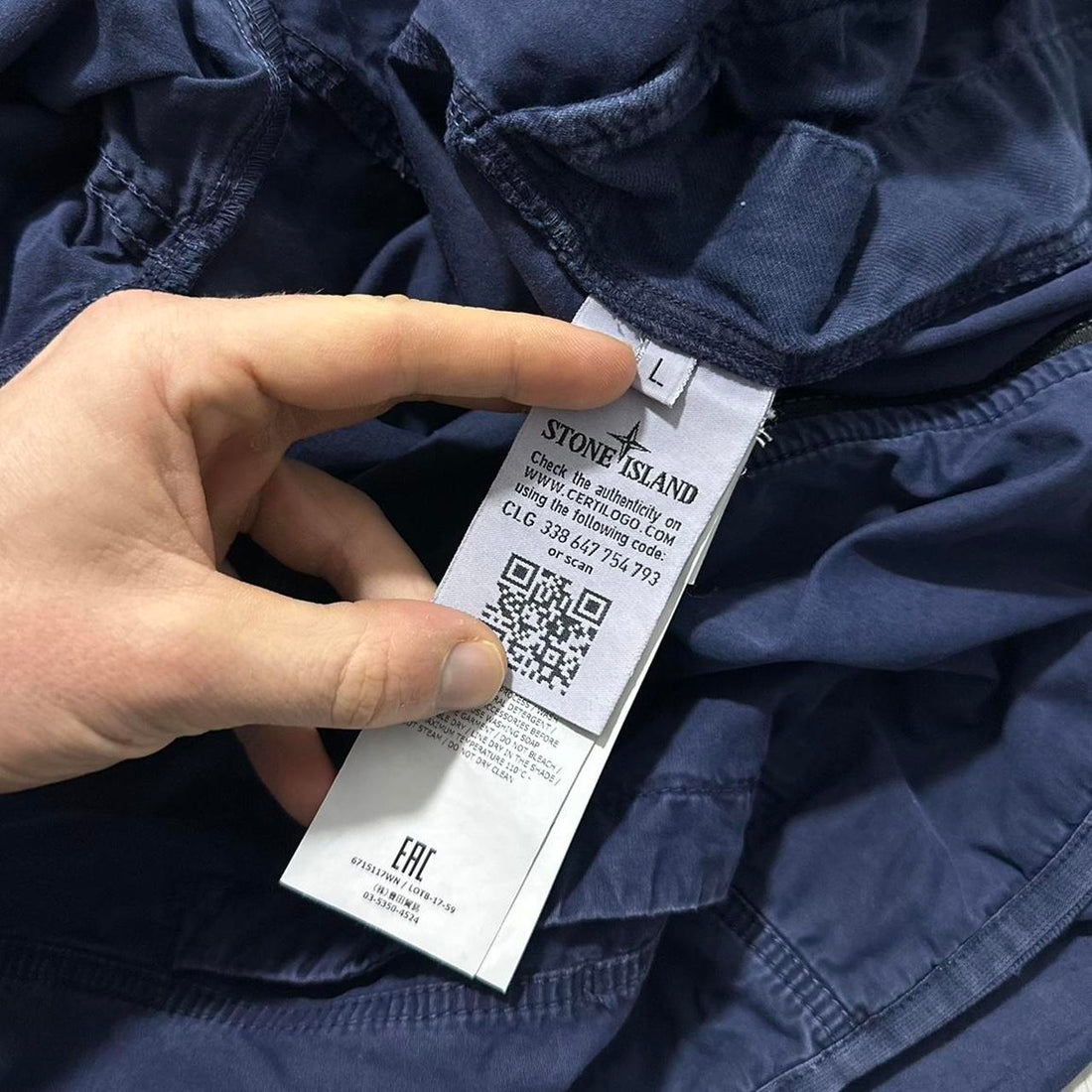 Stone Island Blue Hooded Canvas Jacket