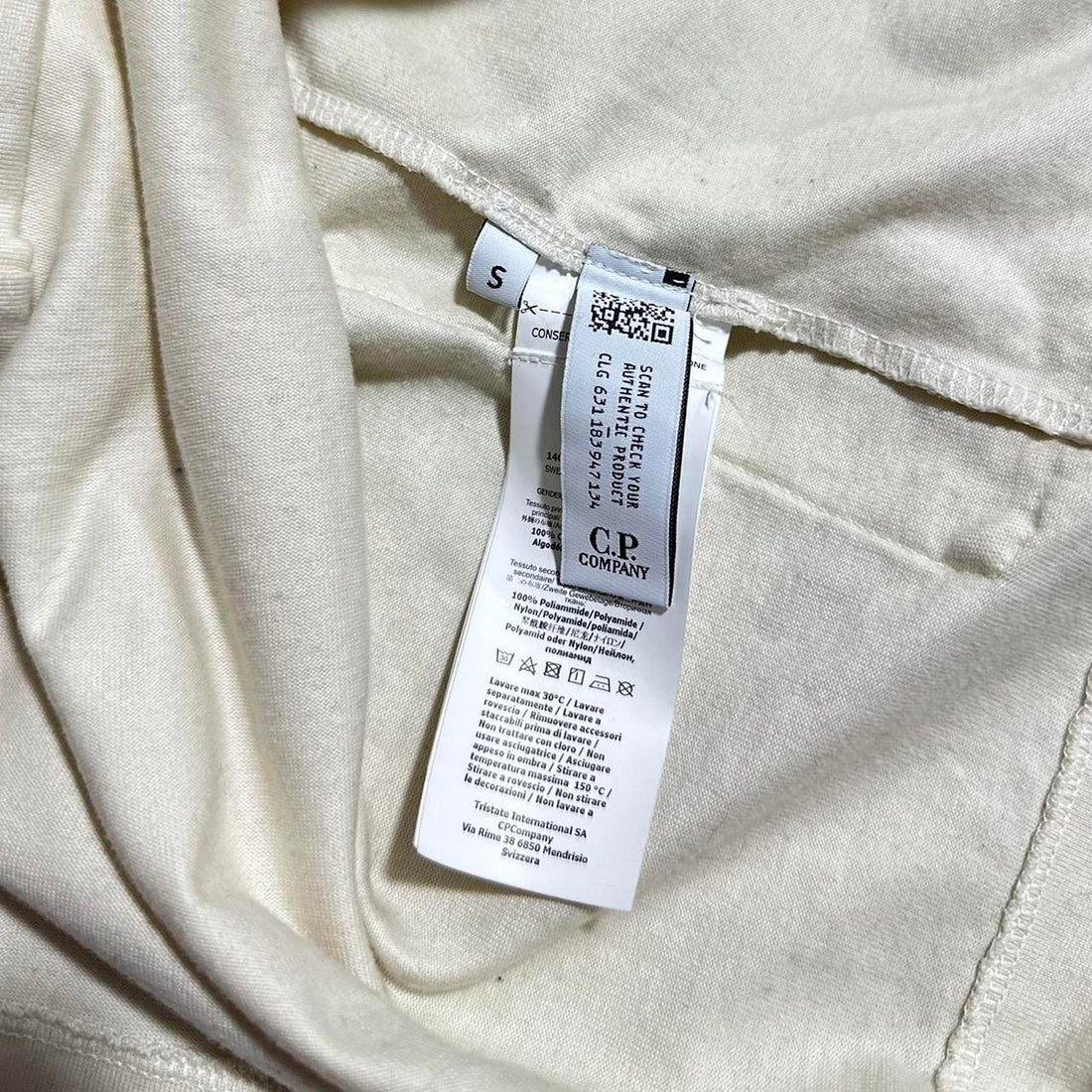 CP Company Cream Quarter Zip Goggle Hoodie