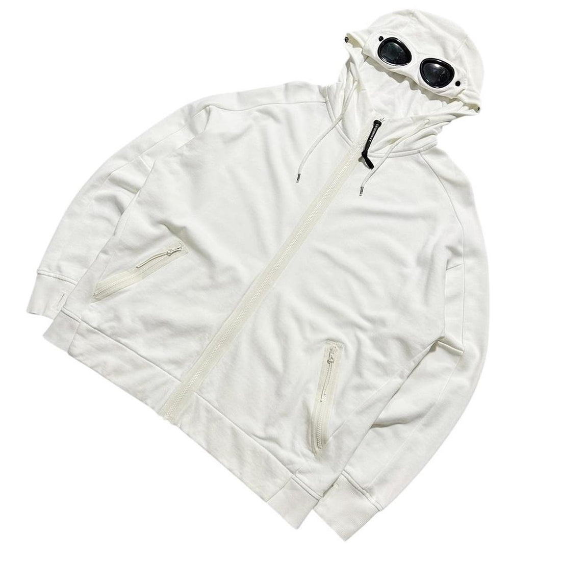 CP Company White Full Zip Goggle Hoodie