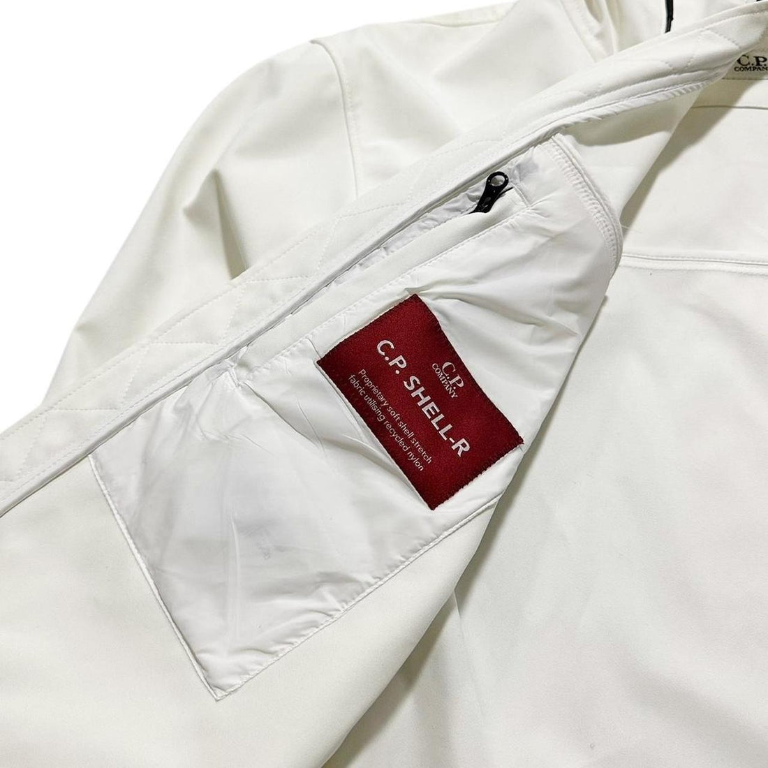 CP Company White Soft Shell Goggle Jacket