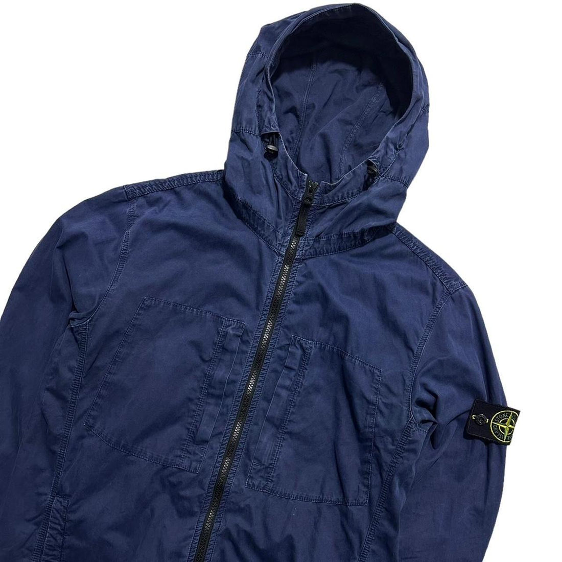 Stone Island Blue Hooded Canvas Jacket