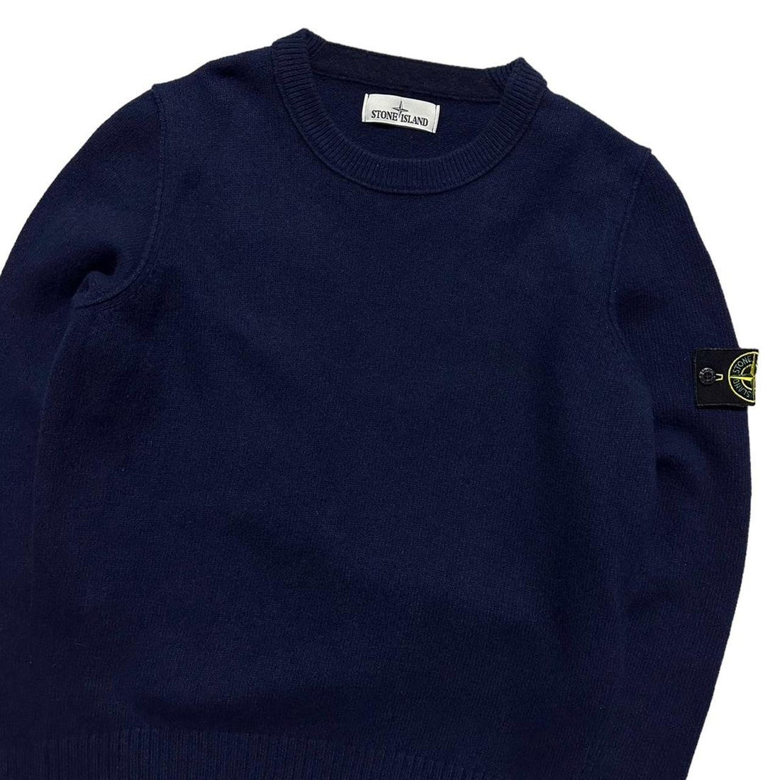 Stone Island Blue Wool Pullover Crewneck