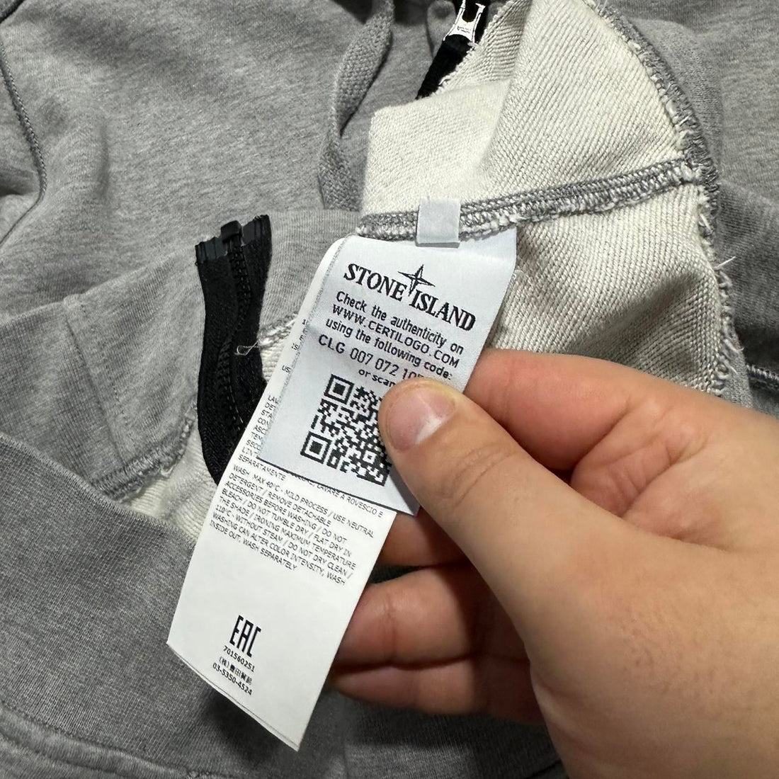 Stone Island Grey Full Zip Hoodie