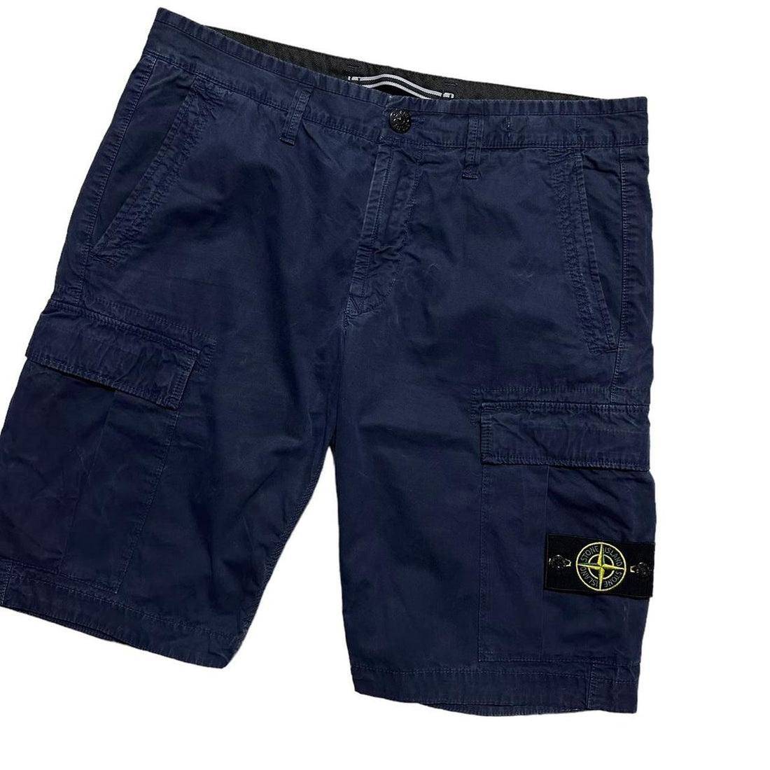 Stone Island Blue Canvas Cargo Shorts