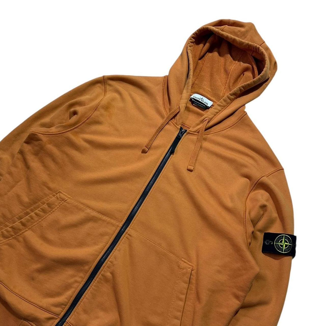 Stone Island Orange Zip Up Hoodie