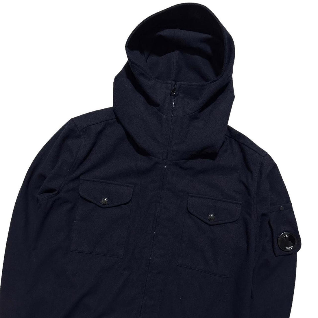 CP Company Navy Wool Hooded Jacket