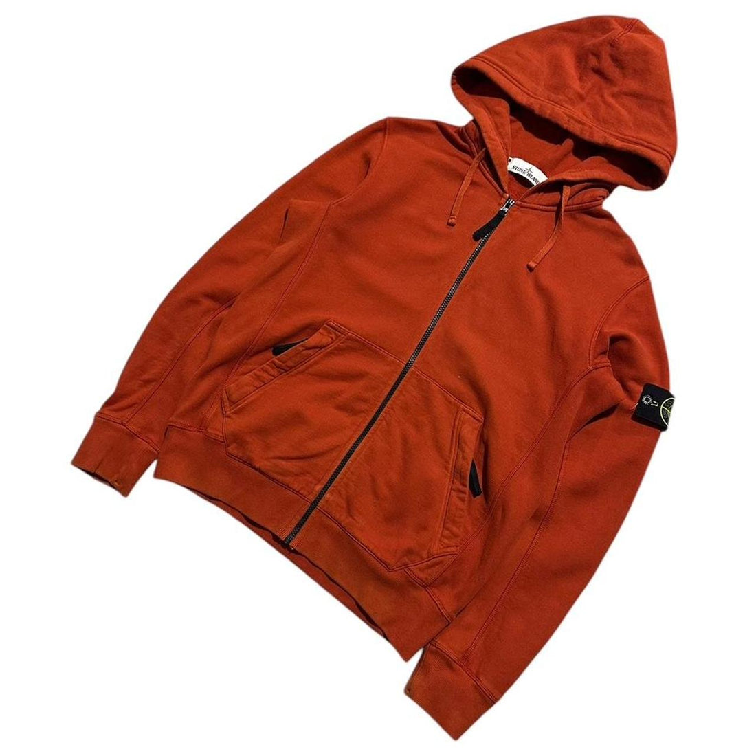 Stone Island Full Zip Orange Hoodie