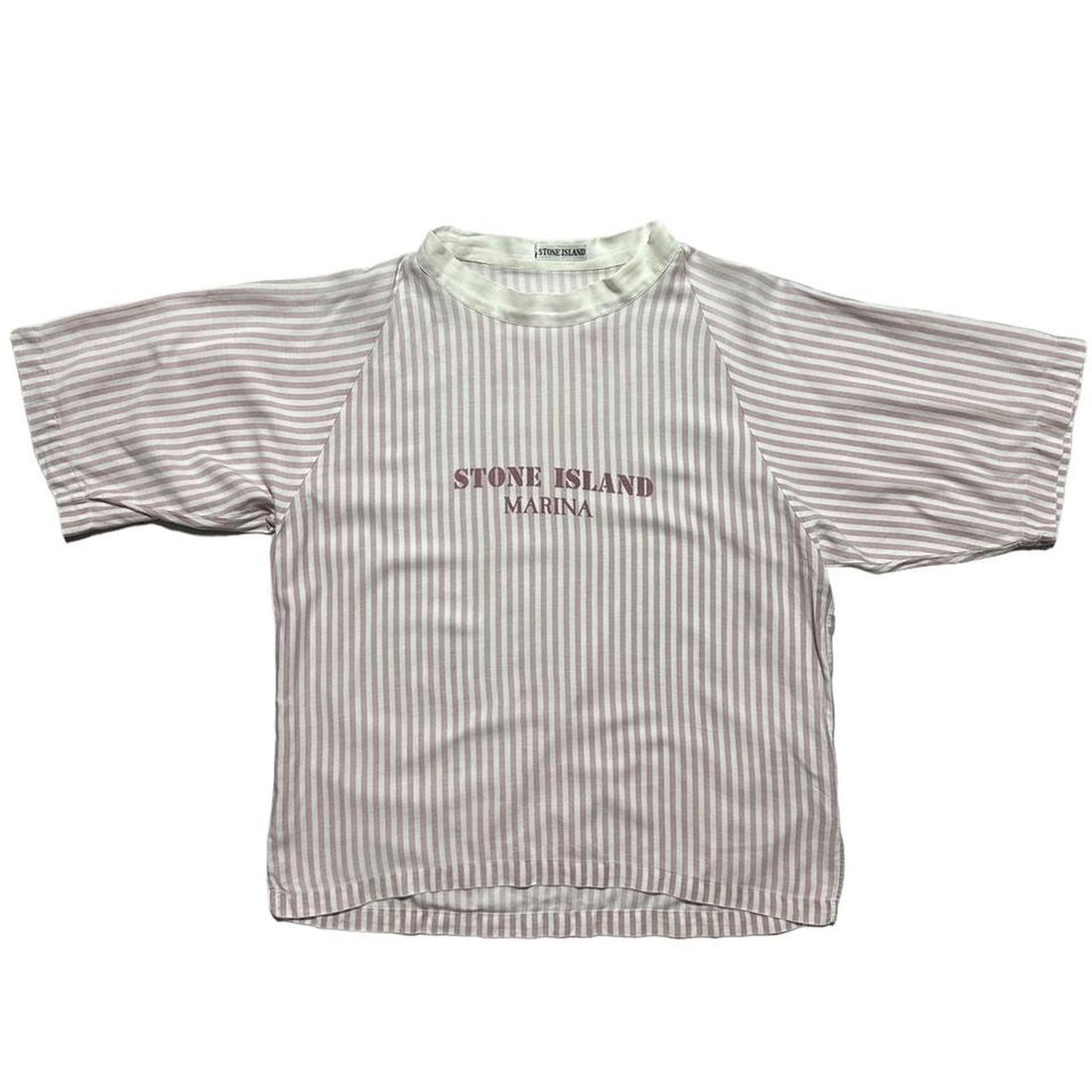 Stone Island 1984 Marina Pink Striped Spellout Top
