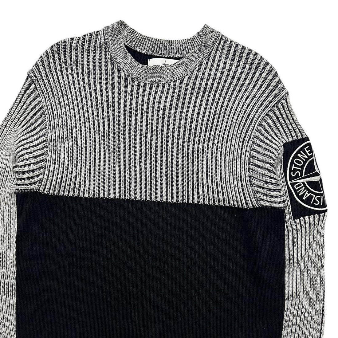 Stone Island Chunky Knit Arm Logo Crewneck