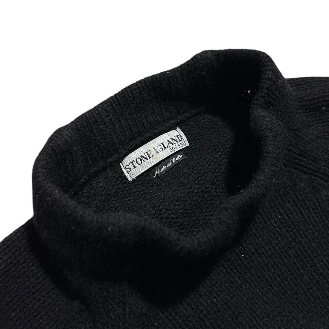 Stone Island Black Wool Arm Compass Sweater