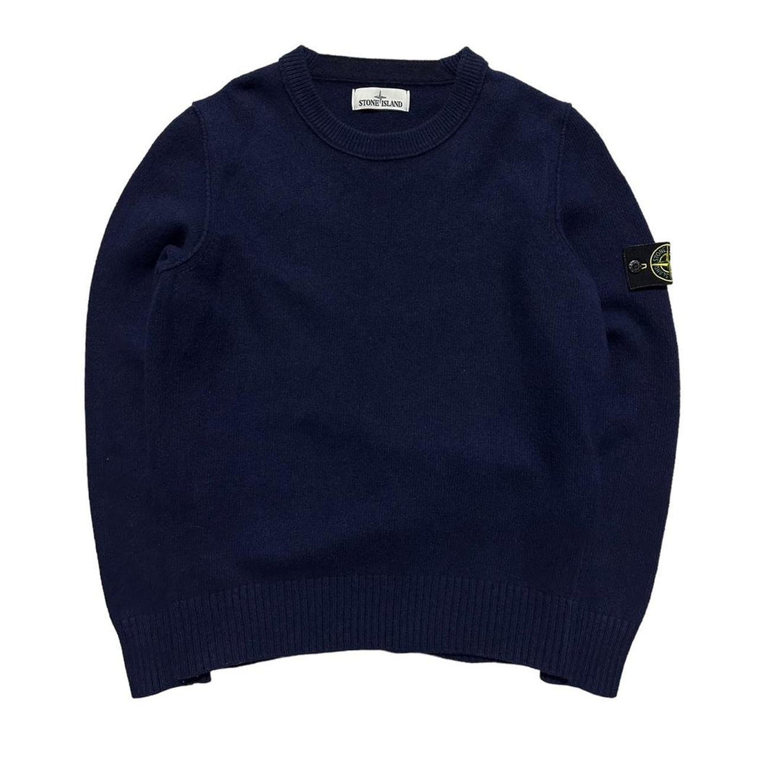 Stone Island Blue Wool Pullover Crewneck