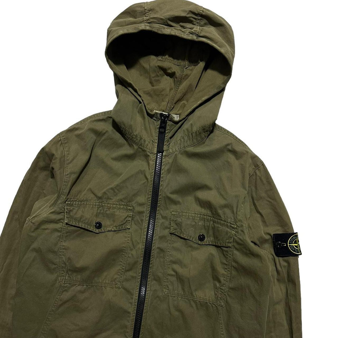 Stone Island Green Canvas Overshirt Jacket