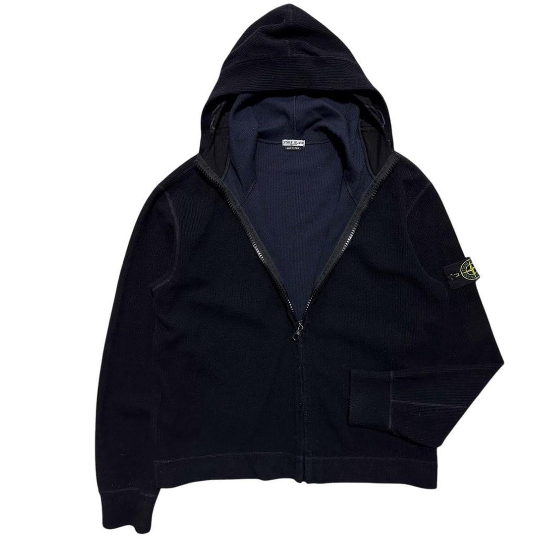 Stone Island Ribbed Zip Up Hoodie