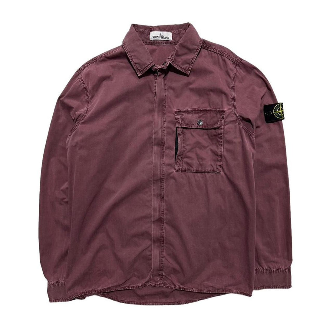 Stone Island burgundy side pocket overshirt