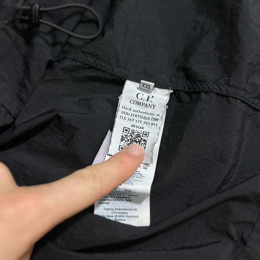 CP Company Black Nylon Half Zip Pullover