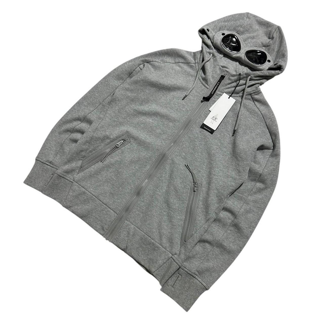 CP Company Grey Full Zip Goggle Hoodie