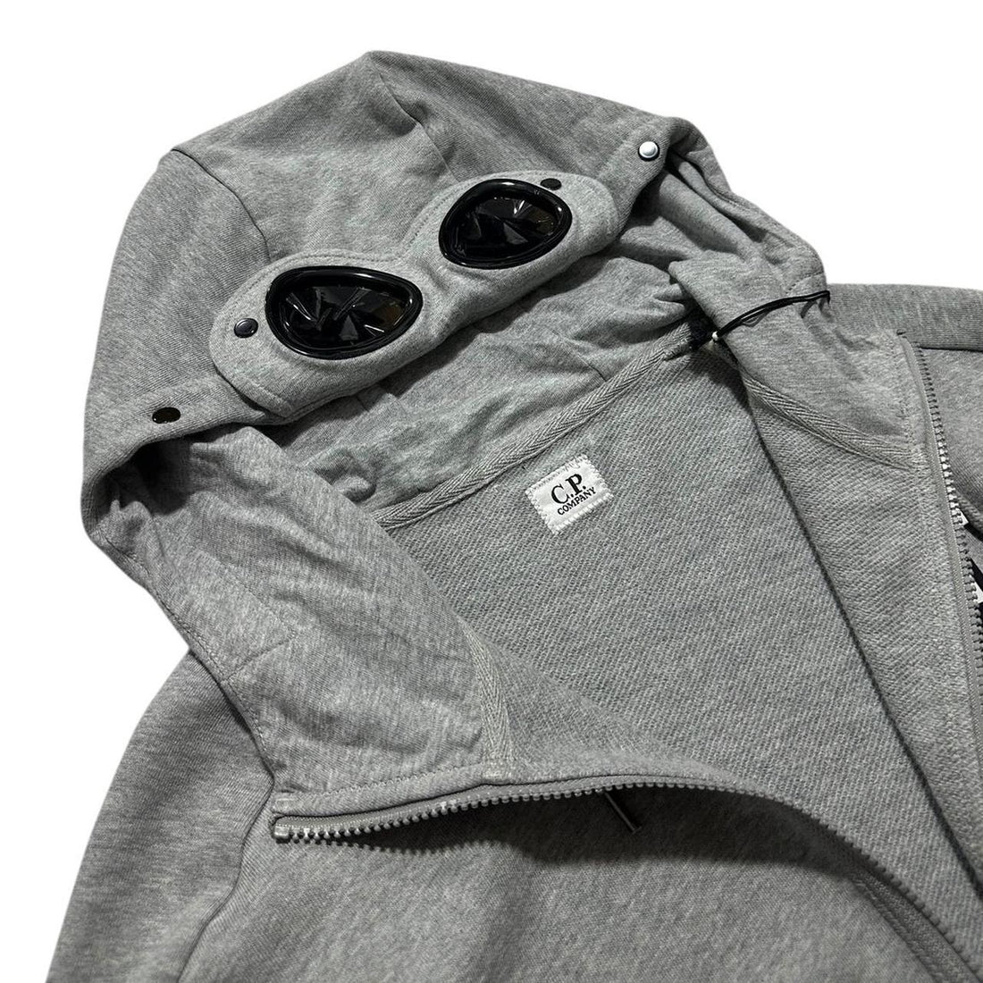 CP Company Grey Full Zip Goggle Hoodie