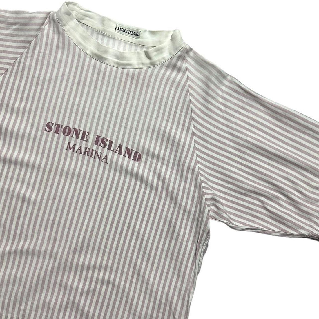 Stone Island 1984 Marina Pink Striped Spellout Top