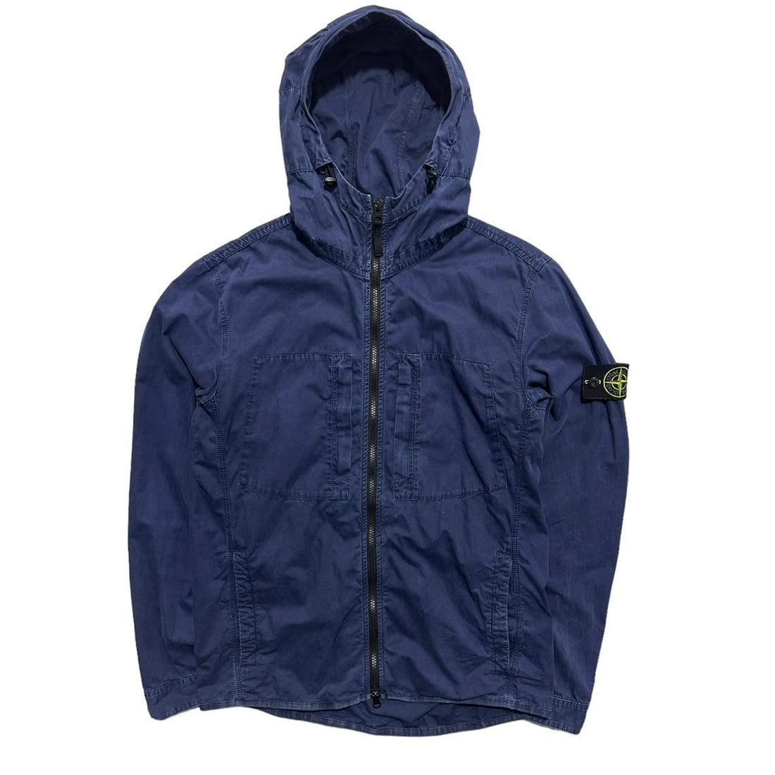 Stone Island Blue Hooded Canvas Jacket