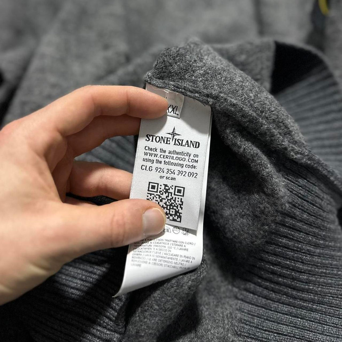 Stone Island Grey Wool Pullover Jumper