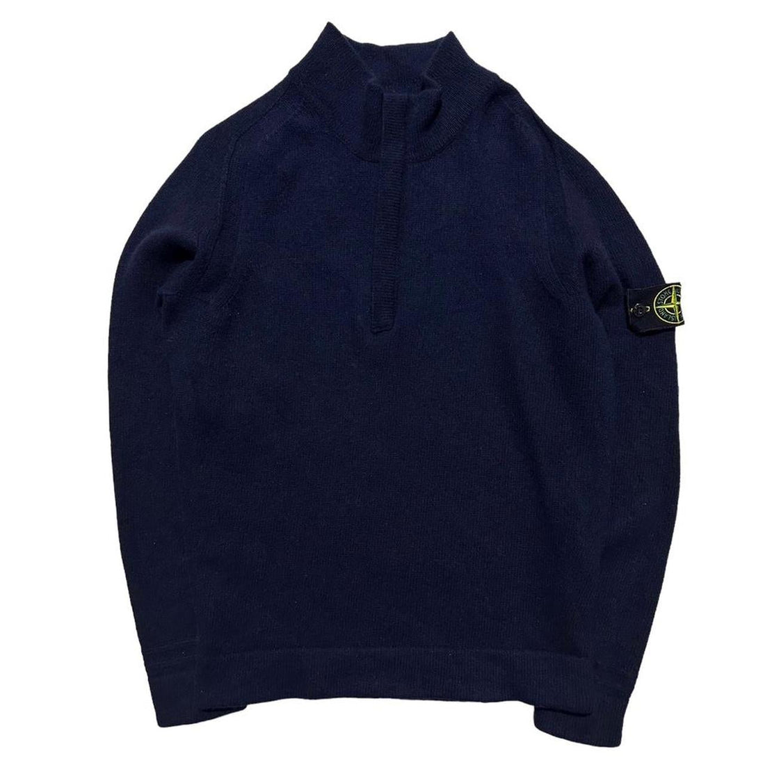 Stone Island Blue Knit Quarter Zip Pullover