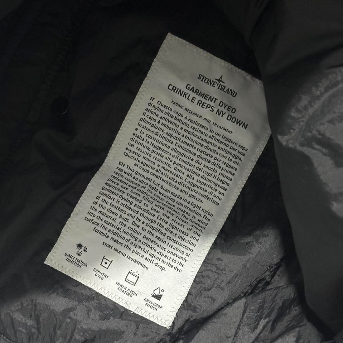 Stone Island Garment Dyed Crinkle Reps Down Jacket