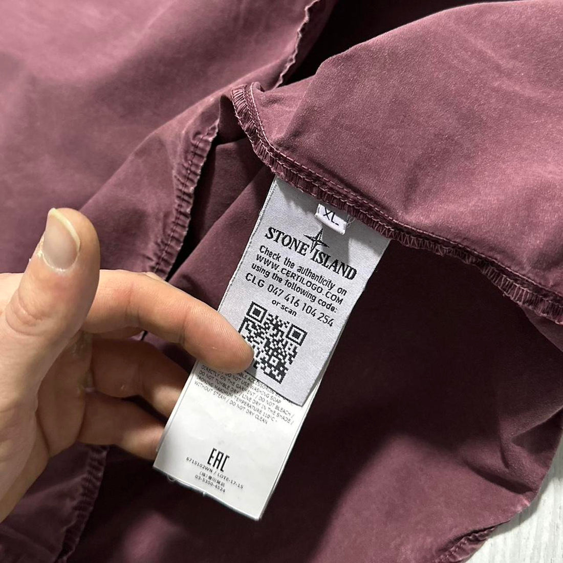 Stone Island burgundy side pocket overshirt