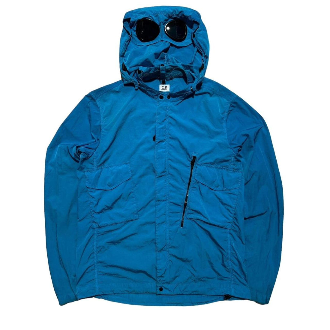 CP Company Blue Chrome Nylon Goggle Jacket