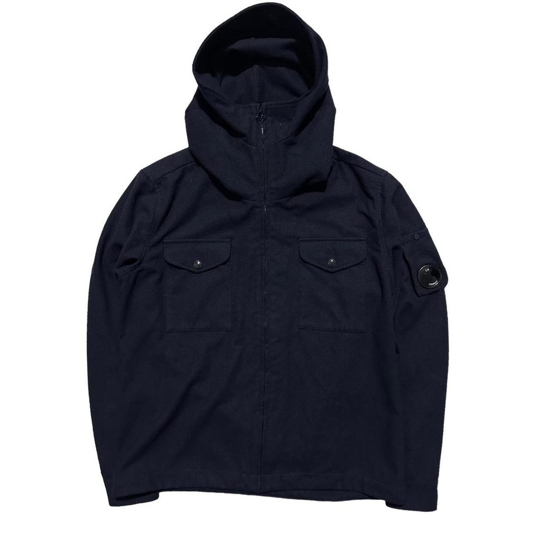 CP Company Navy Wool Hooded Jacket